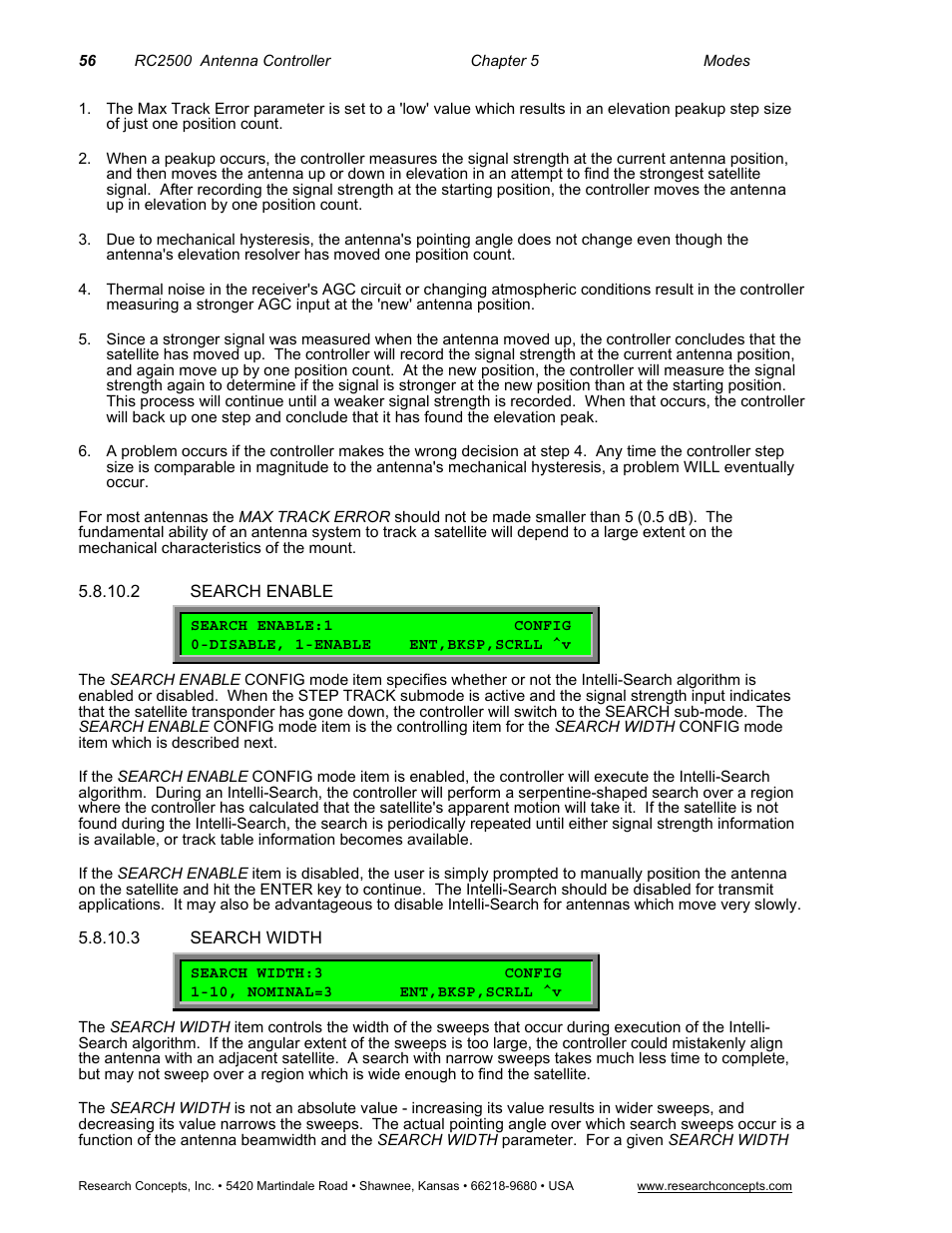 2 search enable, 3 search width, Search enable | Search width | Research Concepts RC2500 User Manual | Page 63 / 181