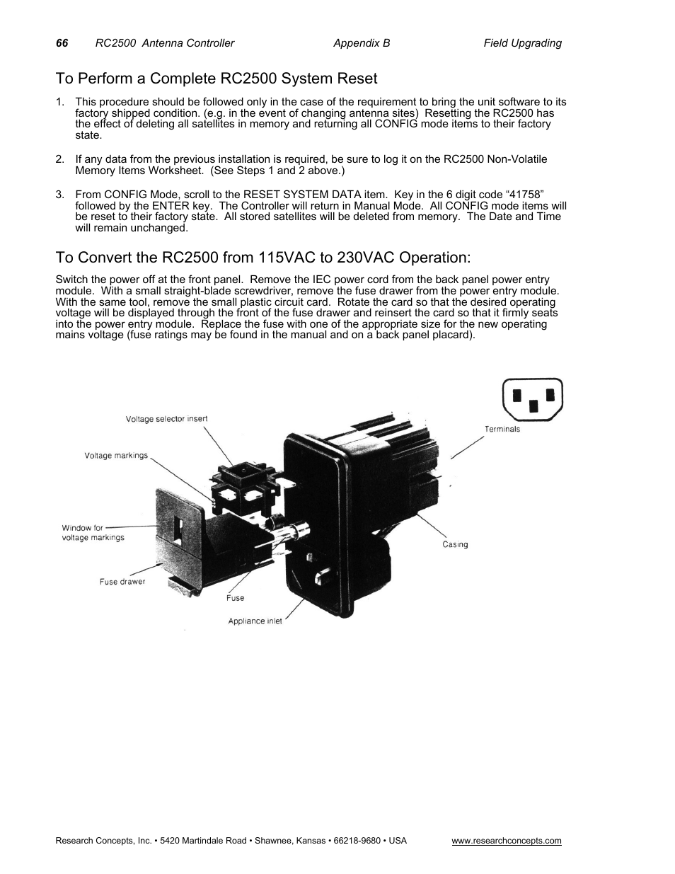To perform a complete rc2500 system reset | Research Concepts RC2500 User Manual | Page 73 / 181