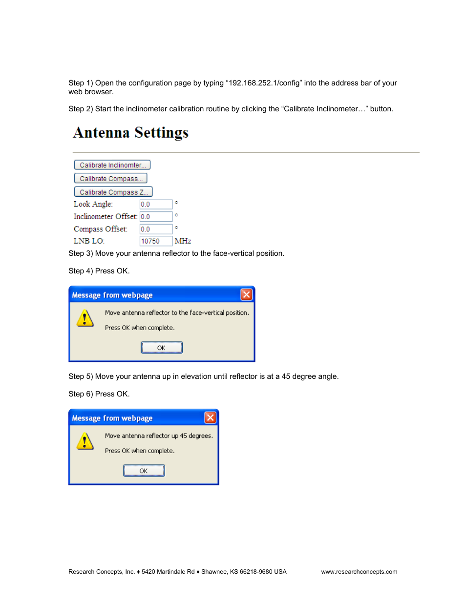 9 calibrate the inclinometer, Calibrate the inclinometer | Research Concepts RC300 User Manual | Page 27 / 35