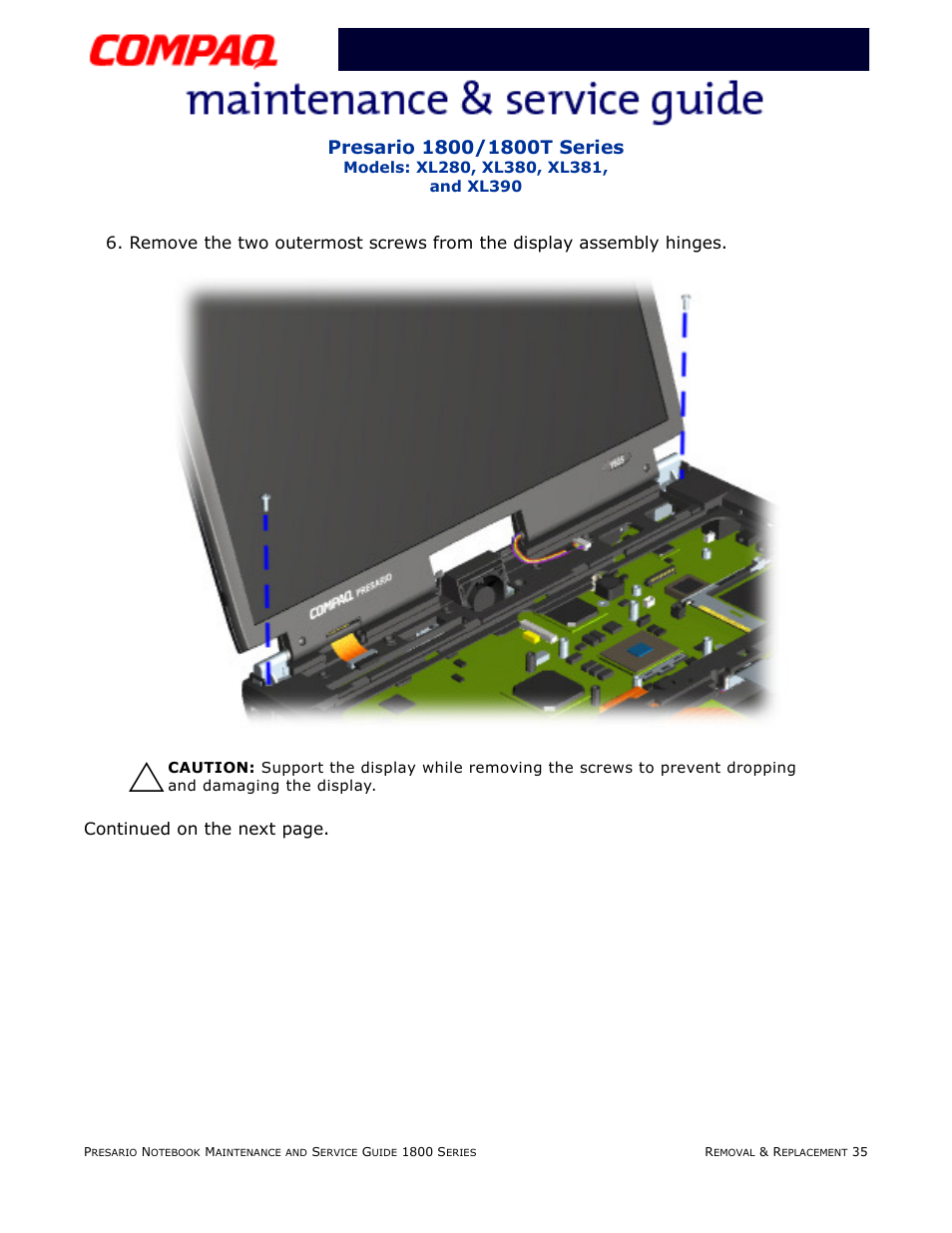 Continued on the next page | Compaq XL280 User Manual | Page 104 / 134