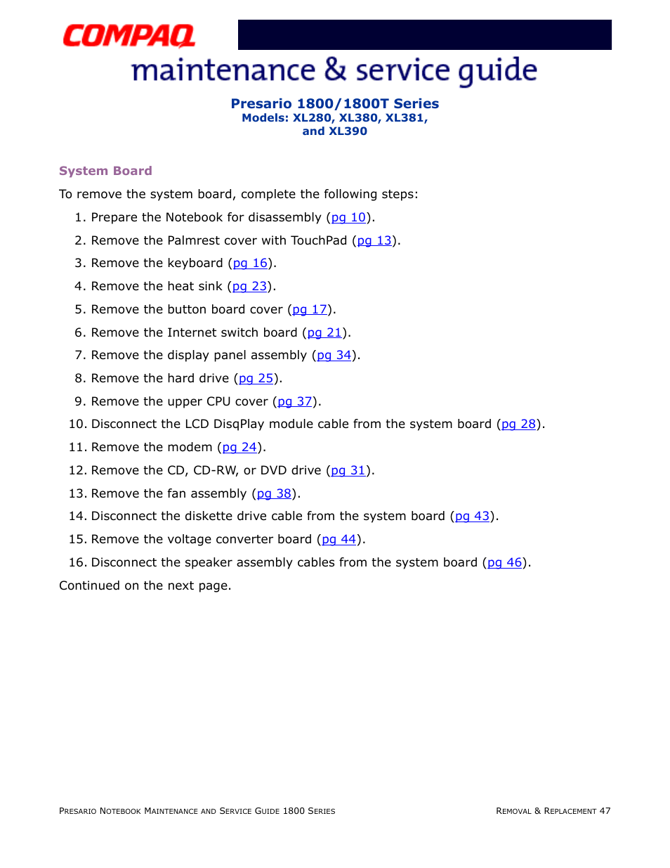 System board | Compaq XL280 User Manual | Page 116 / 134