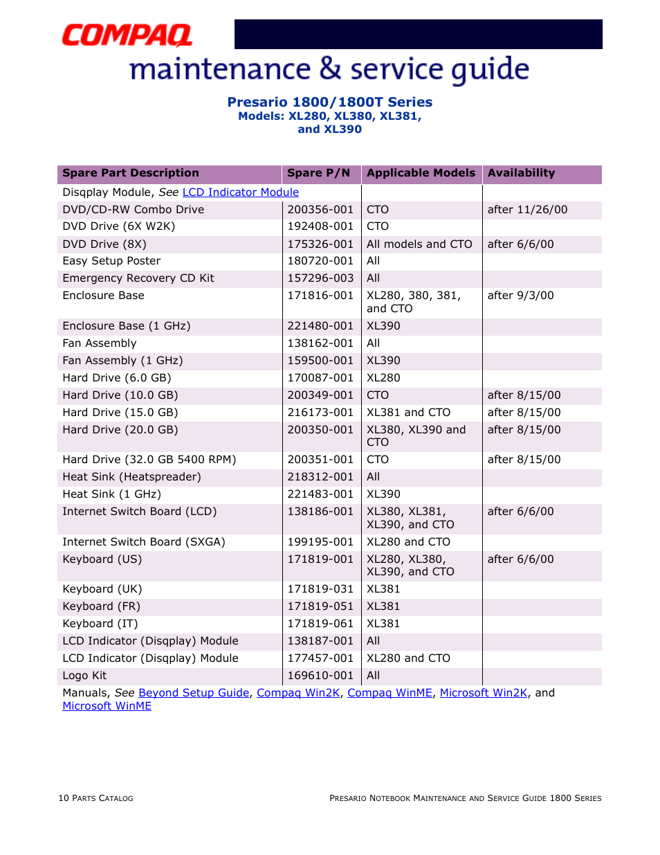 Compaq XL280 User Manual | Page 132 / 134