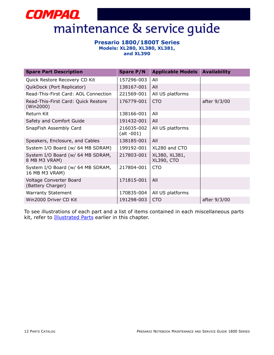 Voltage converter board | Compaq XL280 User Manual | Page 134 / 134