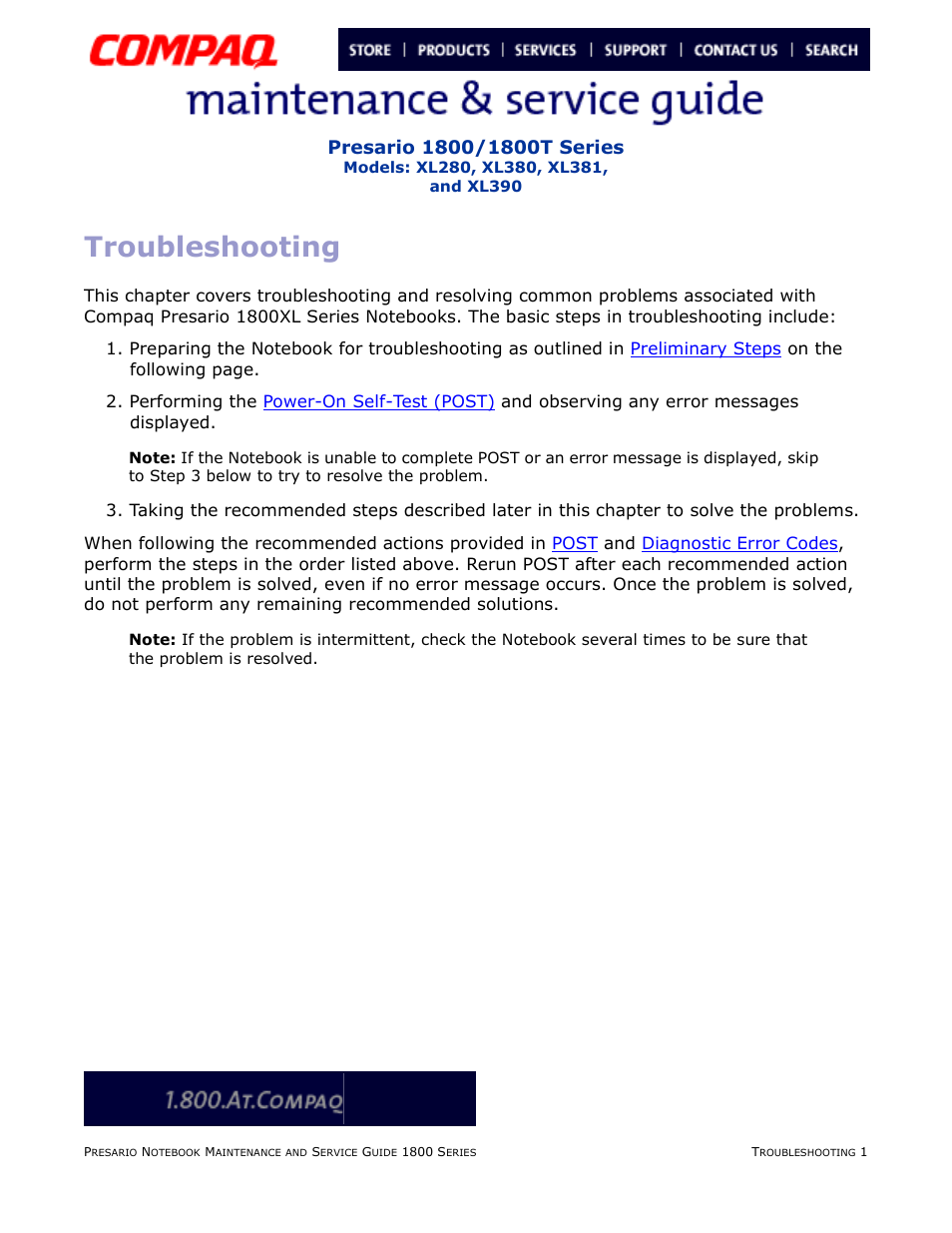 Troubleshooting | Compaq XL280 User Manual | Page 37 / 134