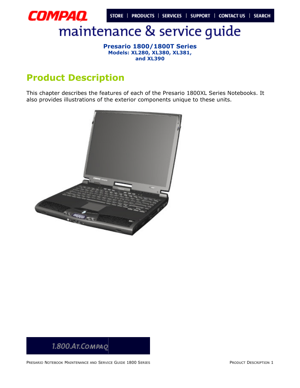 Product description, Product, Description | Compaq XL280 User Manual | Page 6 / 134