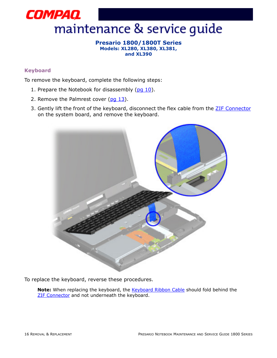 Keyboard, Keyboard removal procedures | Compaq XL280 User Manual | Page 85 / 134