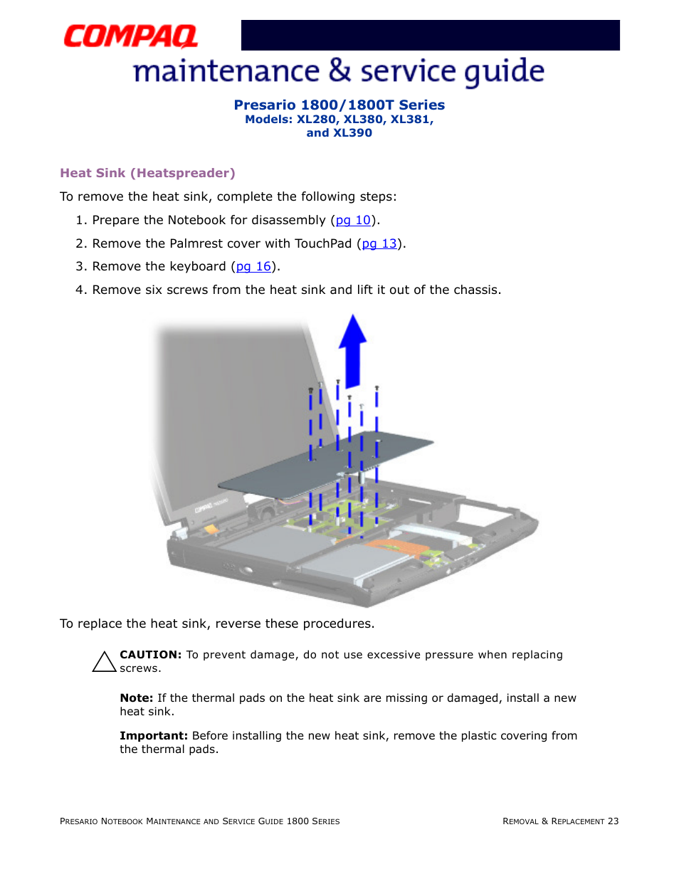 Heat sink (heatspreader) | Compaq XL280 User Manual | Page 92 / 134