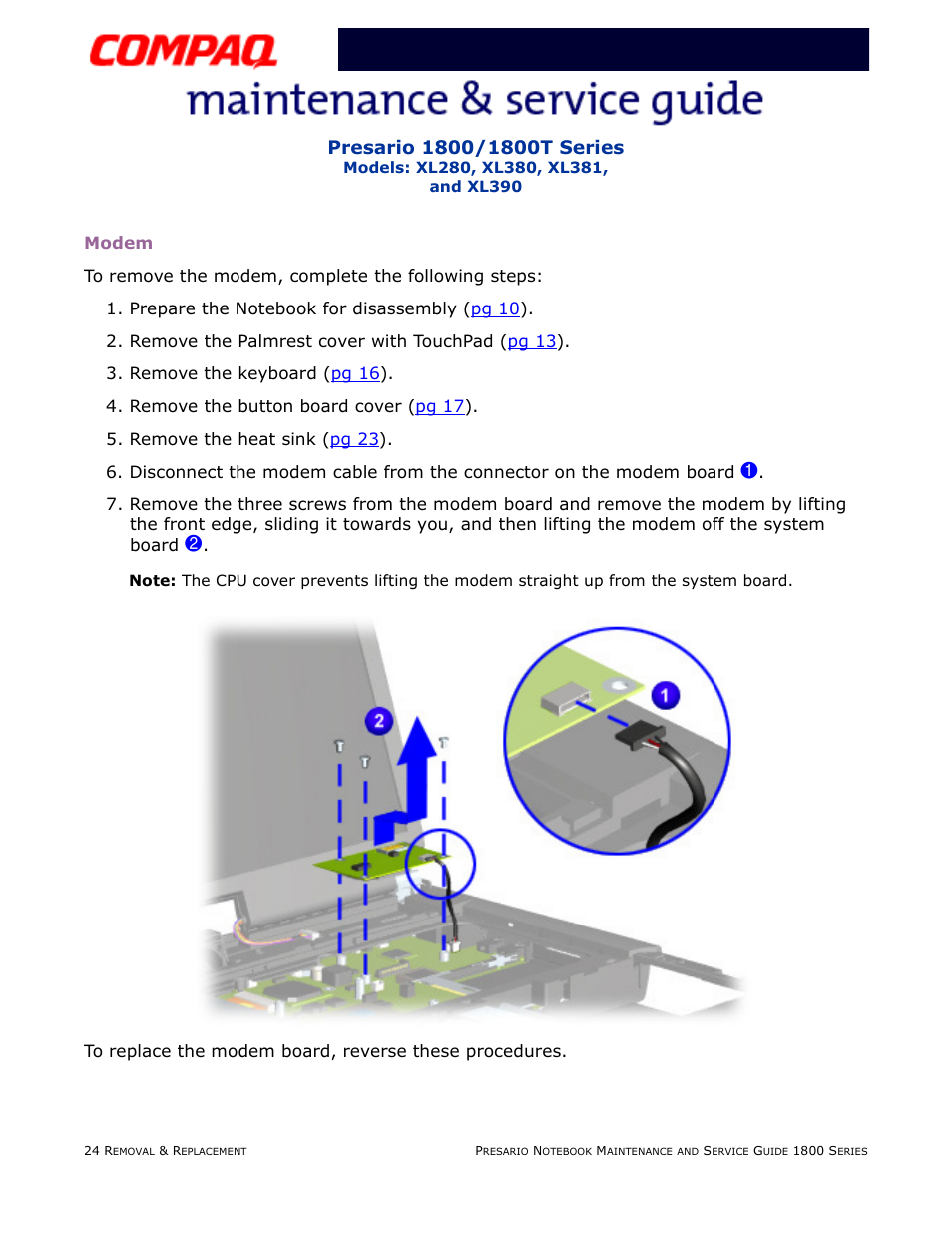 Modem | Compaq XL280 User Manual | Page 93 / 134