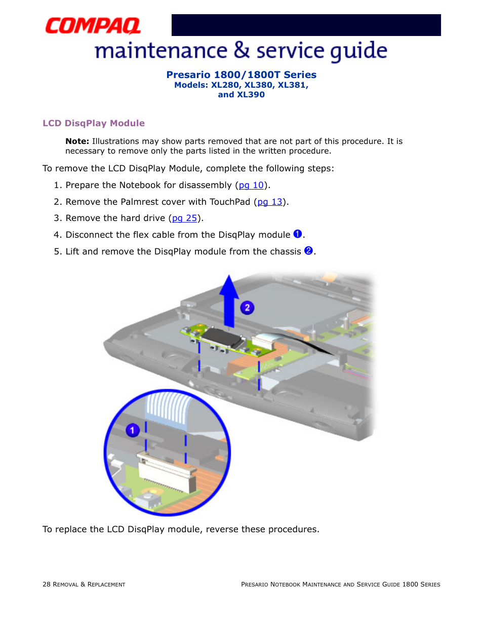 Lcd disqplay module | Compaq XL280 User Manual | Page 97 / 134