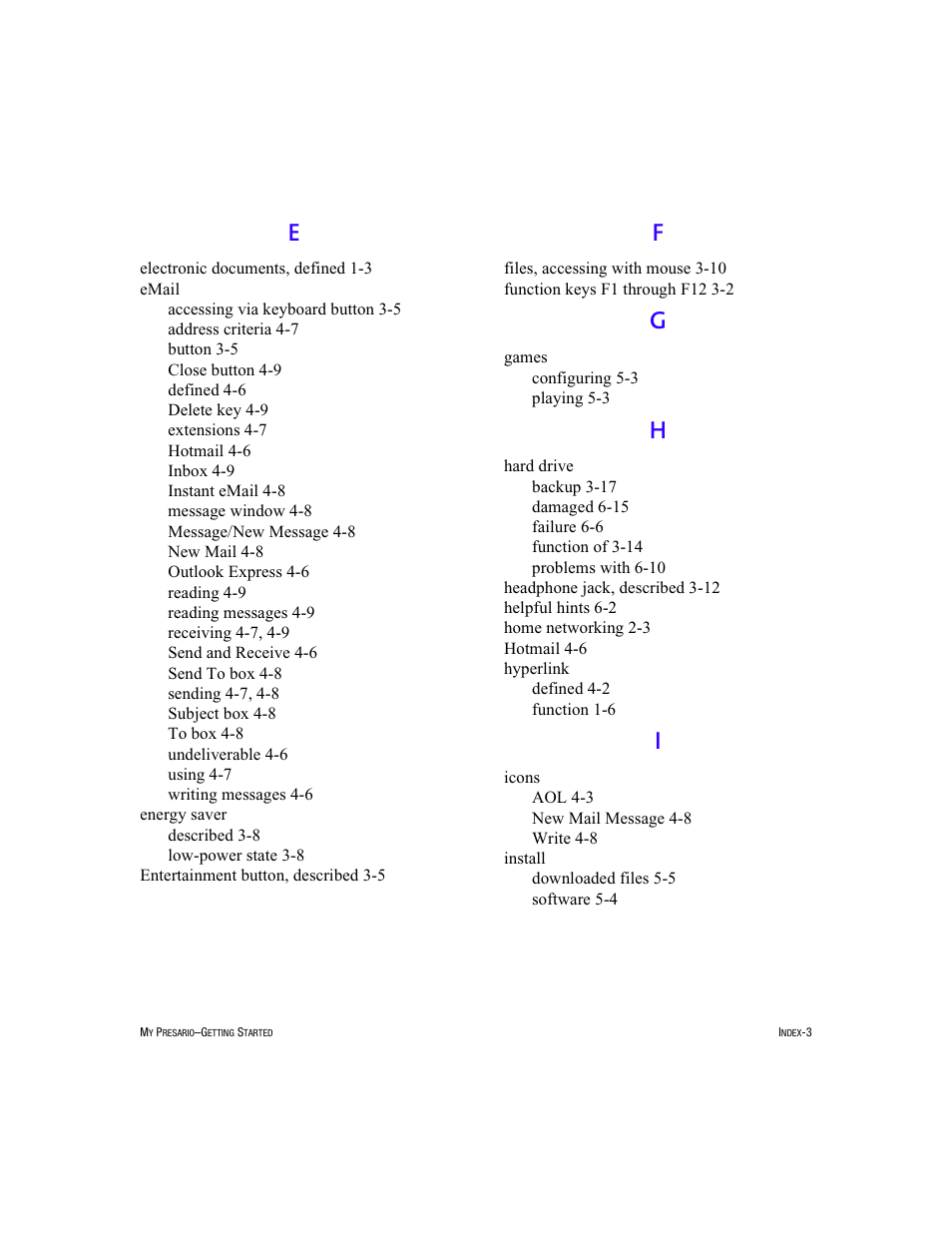 Grouptitlesix - e, Grouptitlesix - f, Grouptitlesix - g | Grouptitlesix - h, Grouptitlesix - i | Compaq Presario 5BW474 User Manual | Page 74 / 77