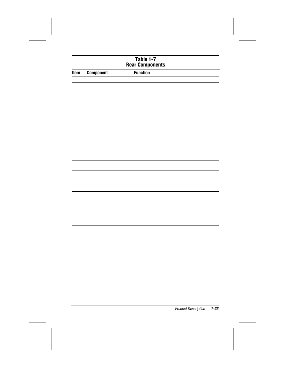 Table 1-7 rear components | Compaq V300 User Manual | Page 30 / 162