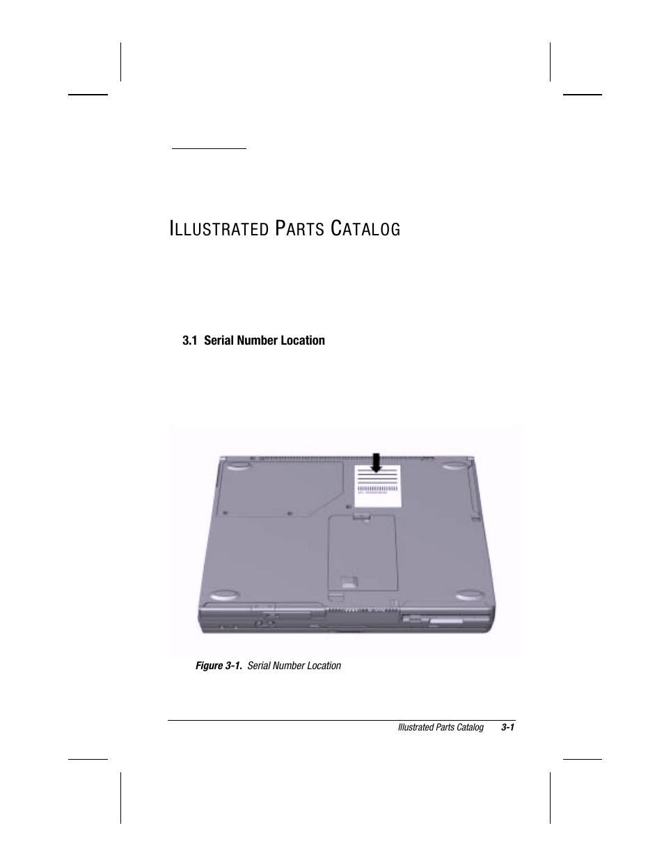 Illustrated parts catalog, 1 serial number location, Chapter | Compaq V300 User Manual | Page 75 / 162