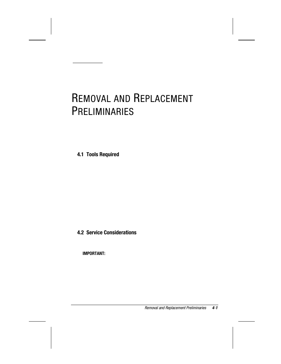 Removal and replacement preliminaries, 1 tools required, 2 service considerations | Chapter, Emoval and, Eplacement, Reliminaries | Compaq V300 User Manual | Page 89 / 162