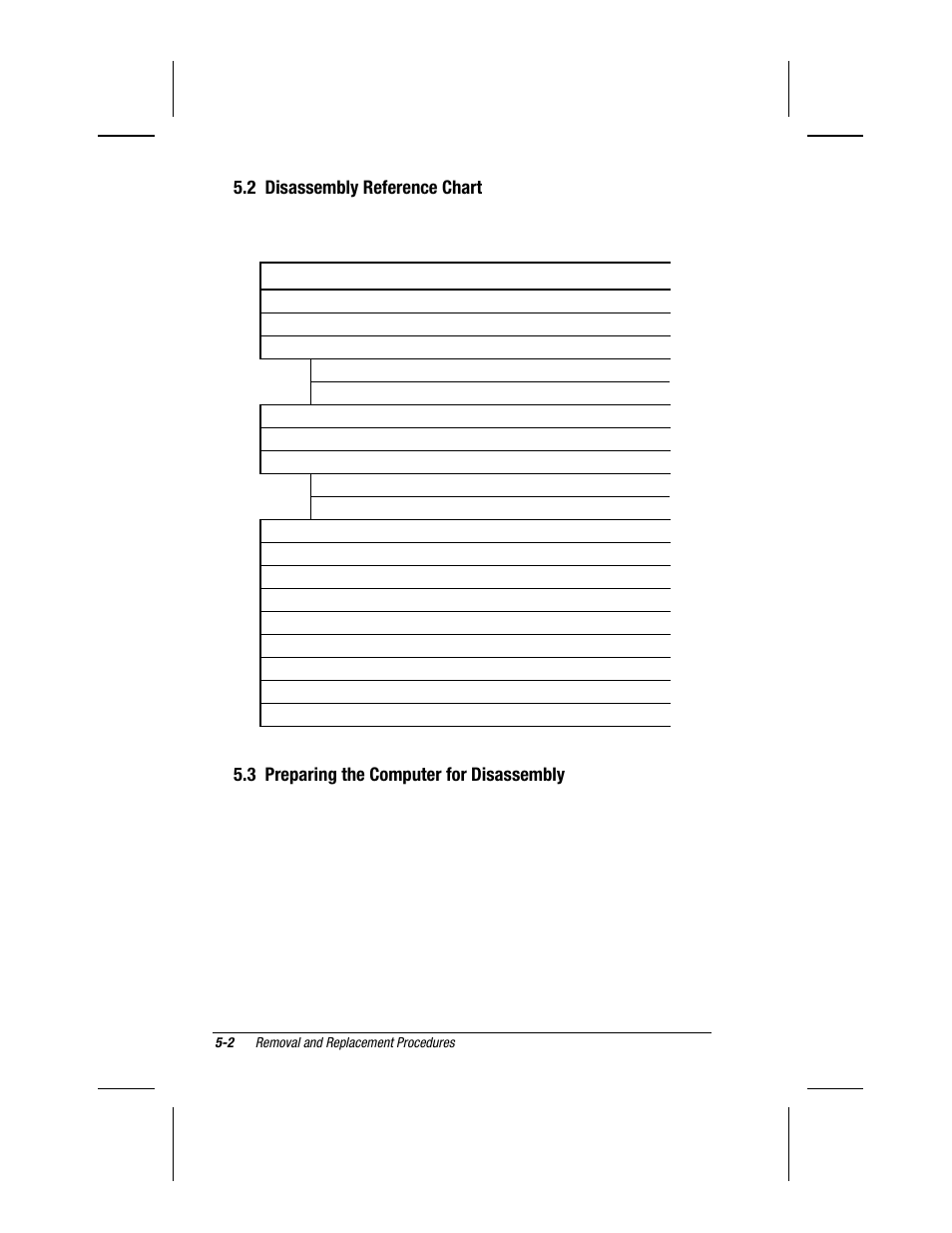 2 disassembly reference chart, 3 preparing the computer for disassembly, Disassembly sequence chart | Compaq V300 User Manual | Page 96 / 162