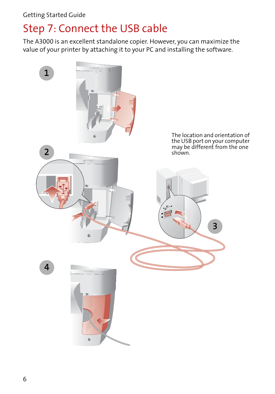 Step 7: connect the usb cable | Compaq A3000 User Manual | Page 8 / 38