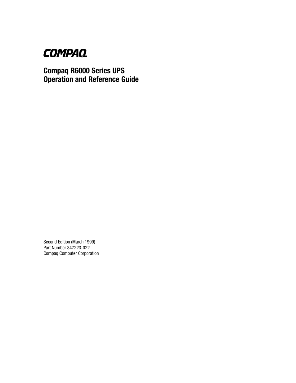 Compaq R6000 User Manual | 118 pages