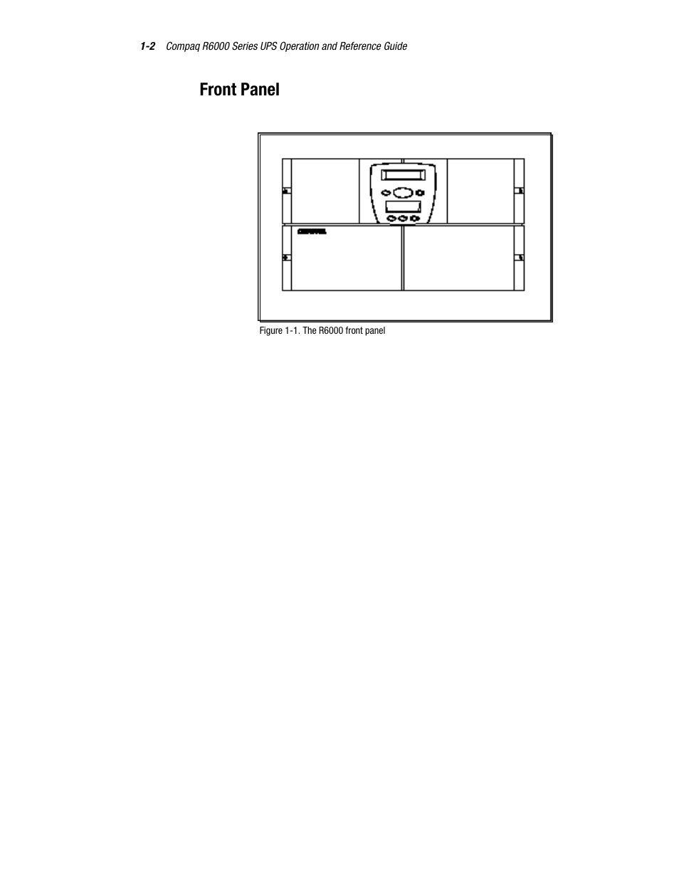 Front panel | Compaq R6000 User Manual | Page 12 / 118