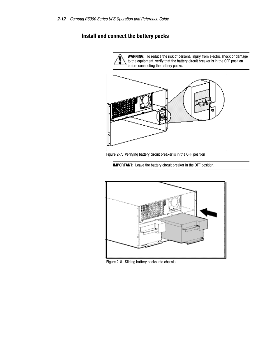 Install and connect the battery packs | Compaq R6000 User Manual | Page 37 / 118