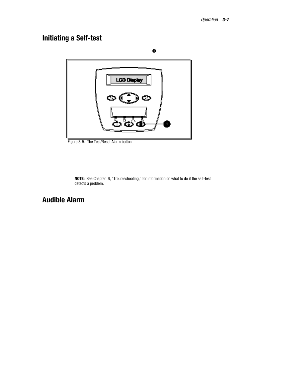 Initiating a self-test, Audible alarm | Compaq R6000 User Manual | Page 54 / 118