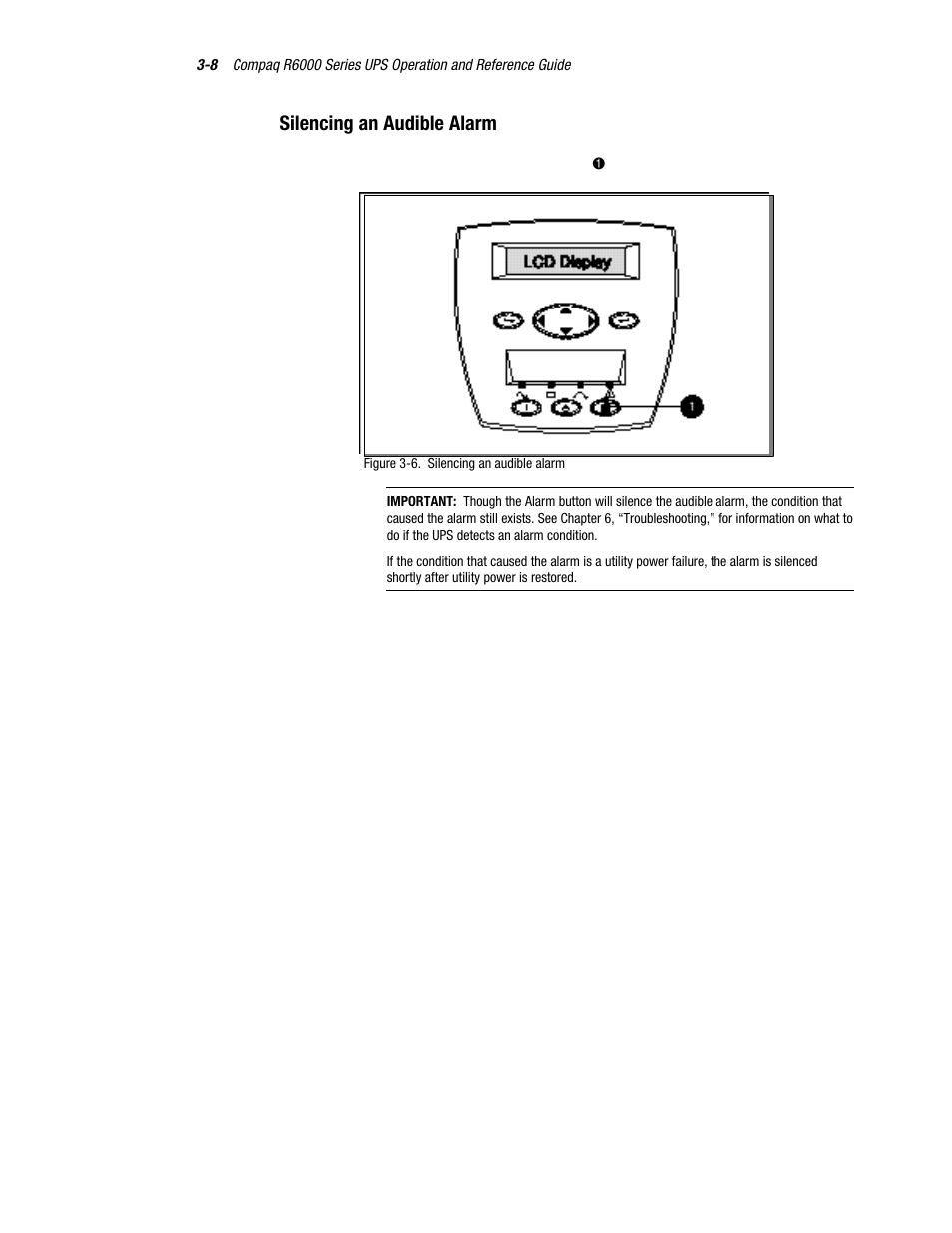 Silencing an audible alarm | Compaq R6000 User Manual | Page 55 / 118