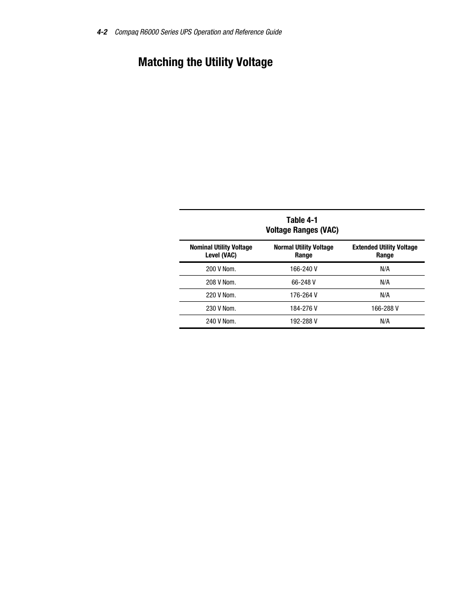 Matching the utility voltage | Compaq R6000 User Manual | Page 57 / 118