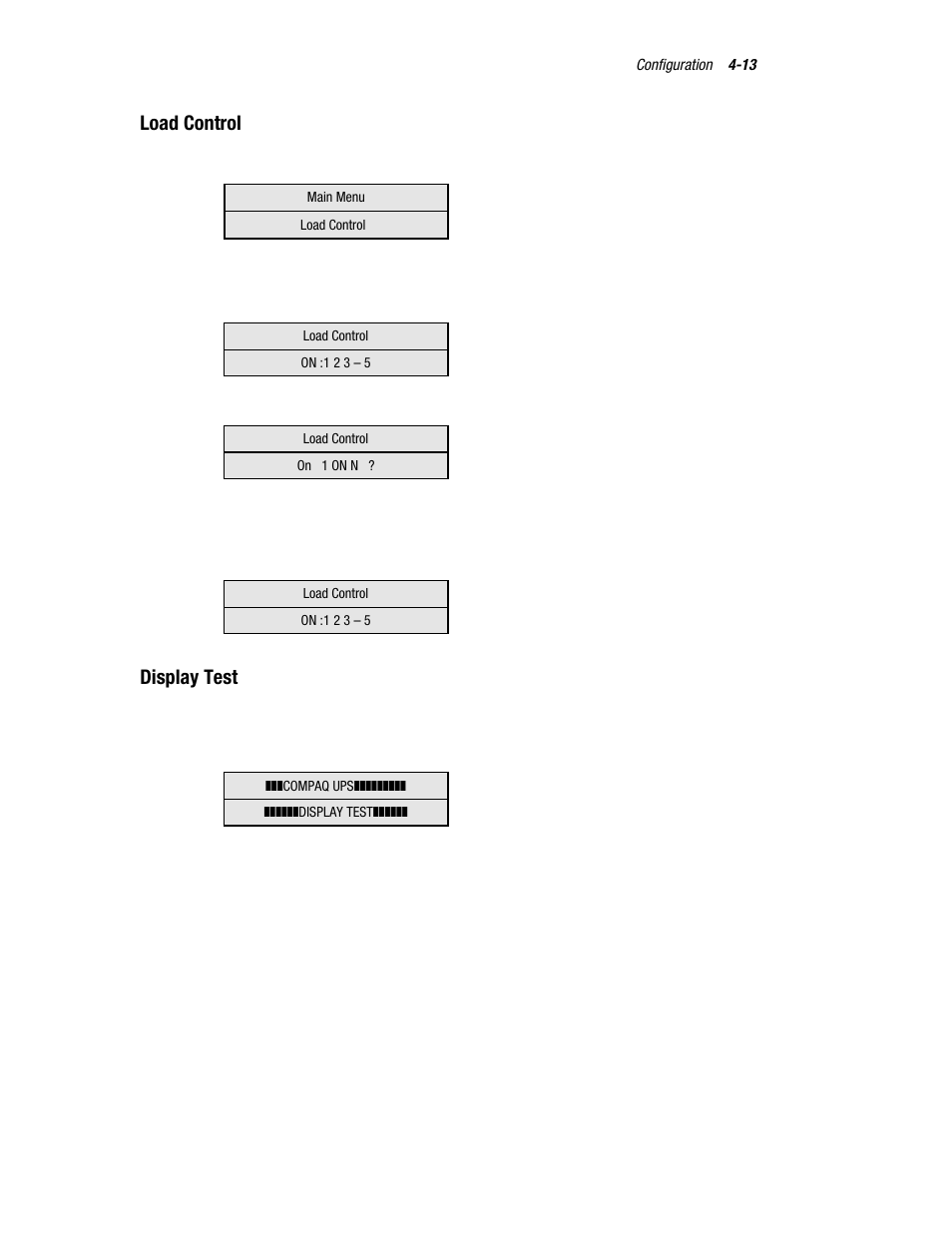 Load control, Display test | Compaq R6000 User Manual | Page 68 / 118