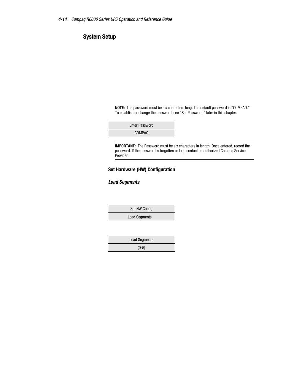 System setup | Compaq R6000 User Manual | Page 69 / 118