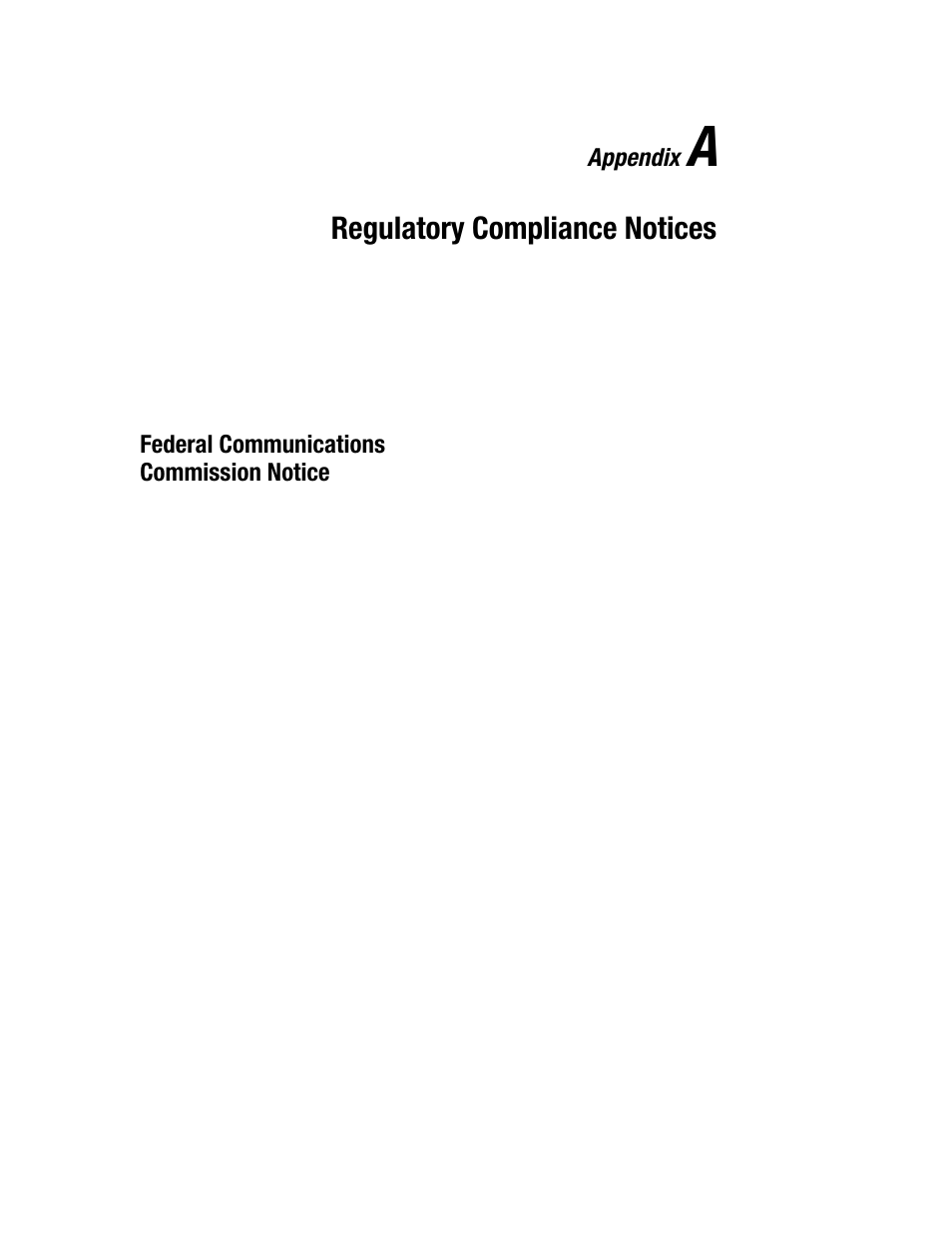Appendix a: regulatory compliance notices, Appendix a, Regulatory compliance notices | Compaq R6000 User Manual | Page 96 / 118