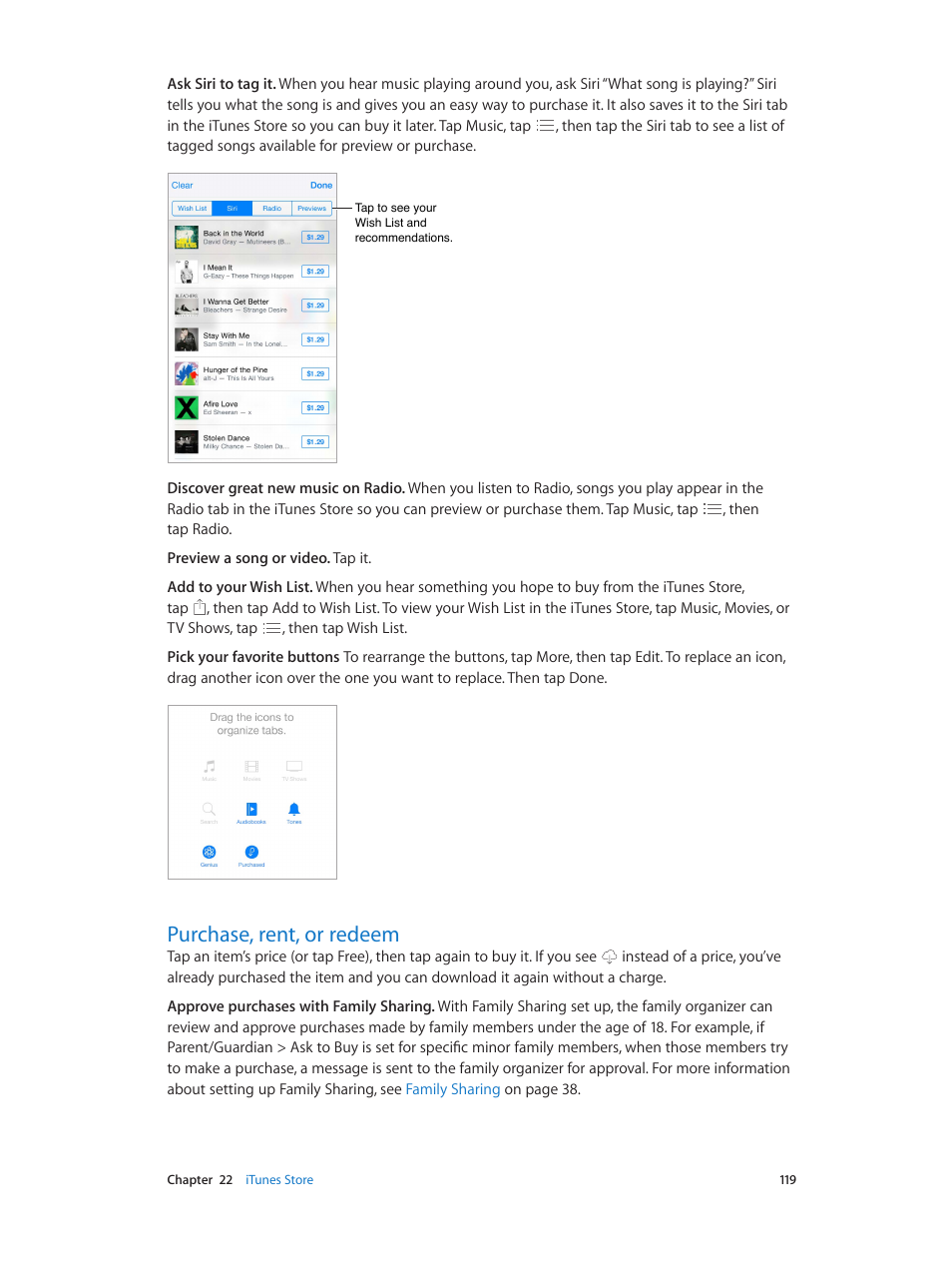 Purchase, rent, or redeem, 119 purchase, rent, or redeem | Apple iPhone iOS 8.4 User Manual | Page 119 / 196