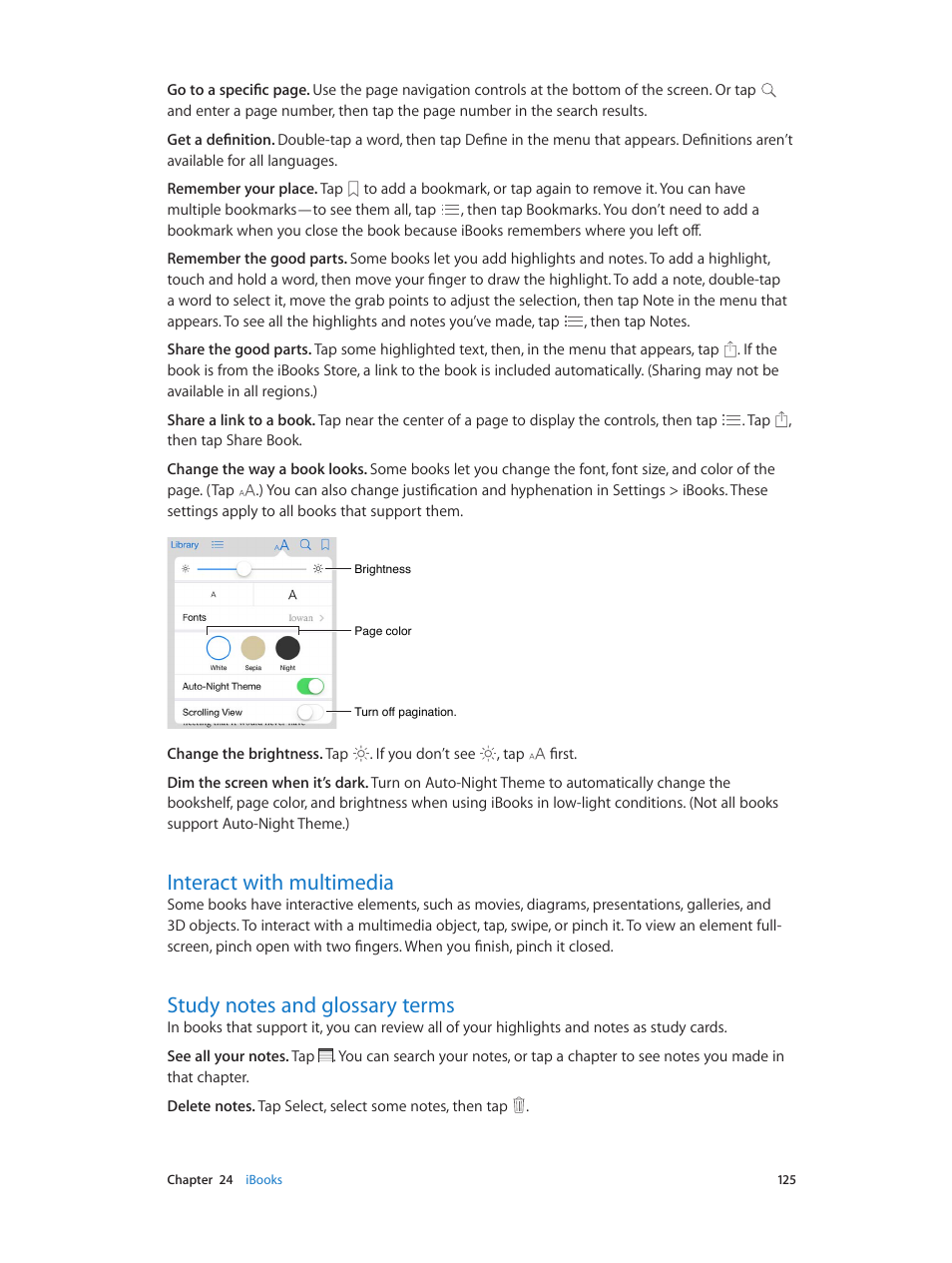 Interact with multimedia, Study notes and glossary terms, 125 interact with multimedia | 125 study notes and glossary terms | Apple iPhone iOS 8.4 User Manual | Page 125 / 196