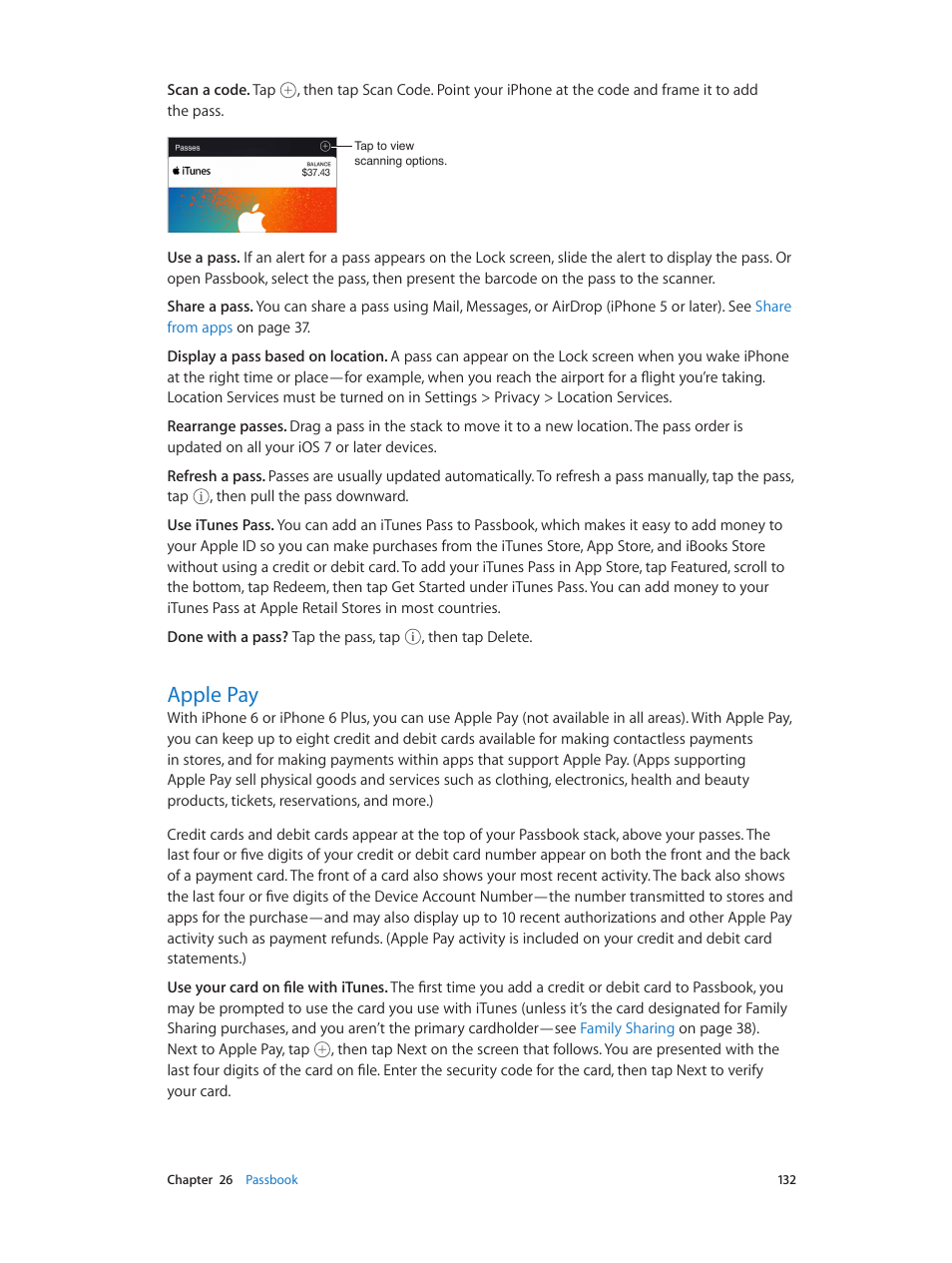 Apple pay, 132 apple pay | Apple iPhone iOS 8.4 User Manual | Page 132 / 196
