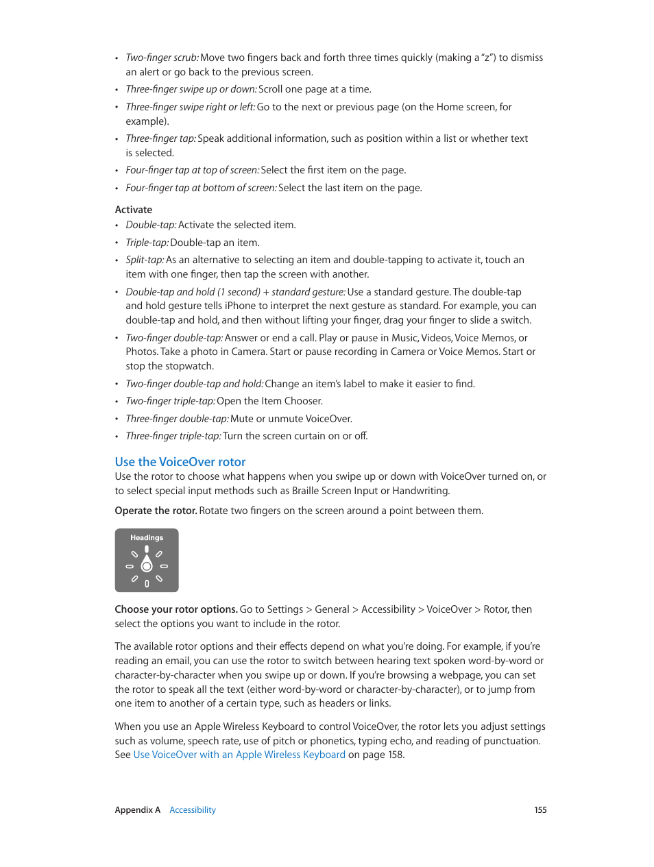 Use the, Voiceover rotor, Use the voiceover rotor | Apple iPhone iOS 8.4 User Manual | Page 155 / 196