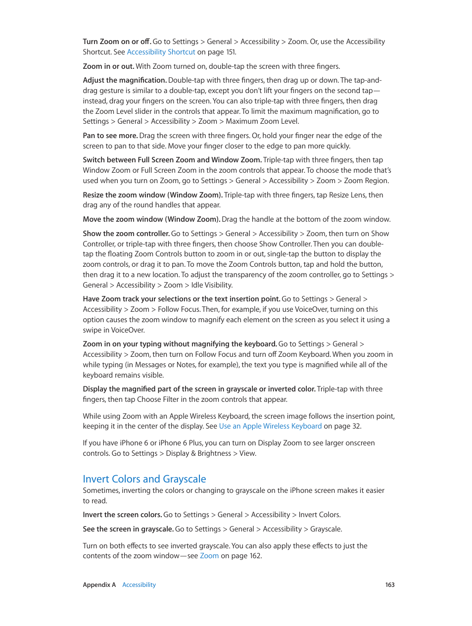 Invert colors and grayscale, 163 invert colors and grayscale | Apple iPhone iOS 8.4 User Manual | Page 163 / 196