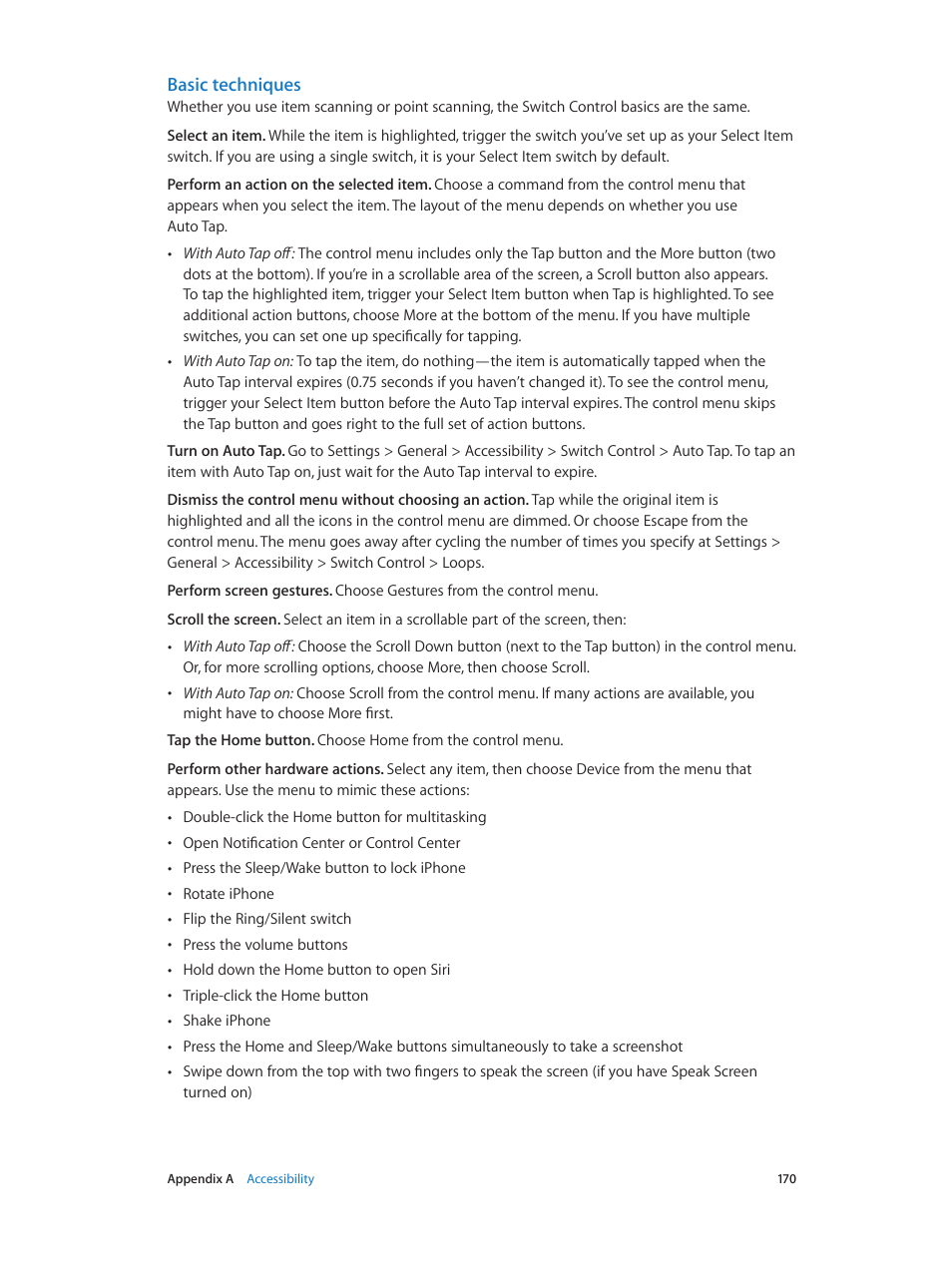 Basic techniques | Apple iPhone iOS 8.4 User Manual | Page 170 / 196