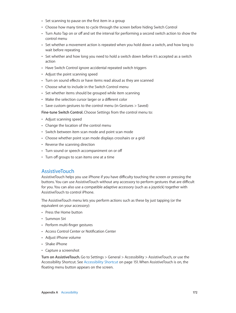 Assistivetouch, 172 assistivetouch | Apple iPhone iOS 8.4 User Manual | Page 172 / 196