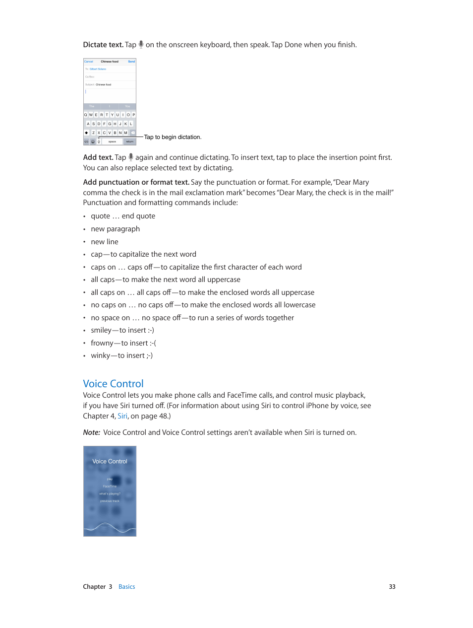 Voice control, 33 voice control | Apple iPhone iOS 8.4 User Manual | Page 33 / 196