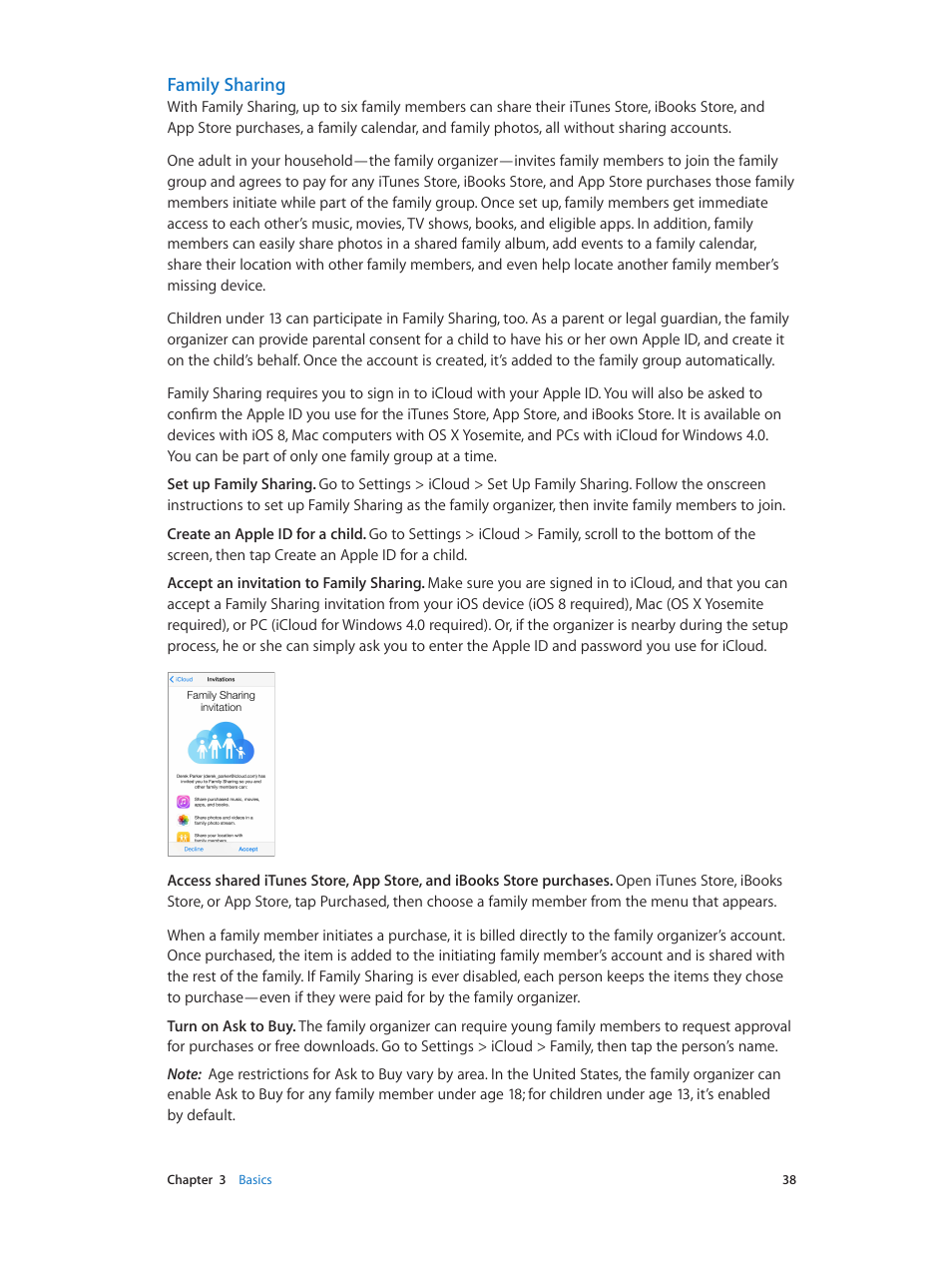 Family sharing | Apple iPhone iOS 8.4 User Manual | Page 38 / 196
