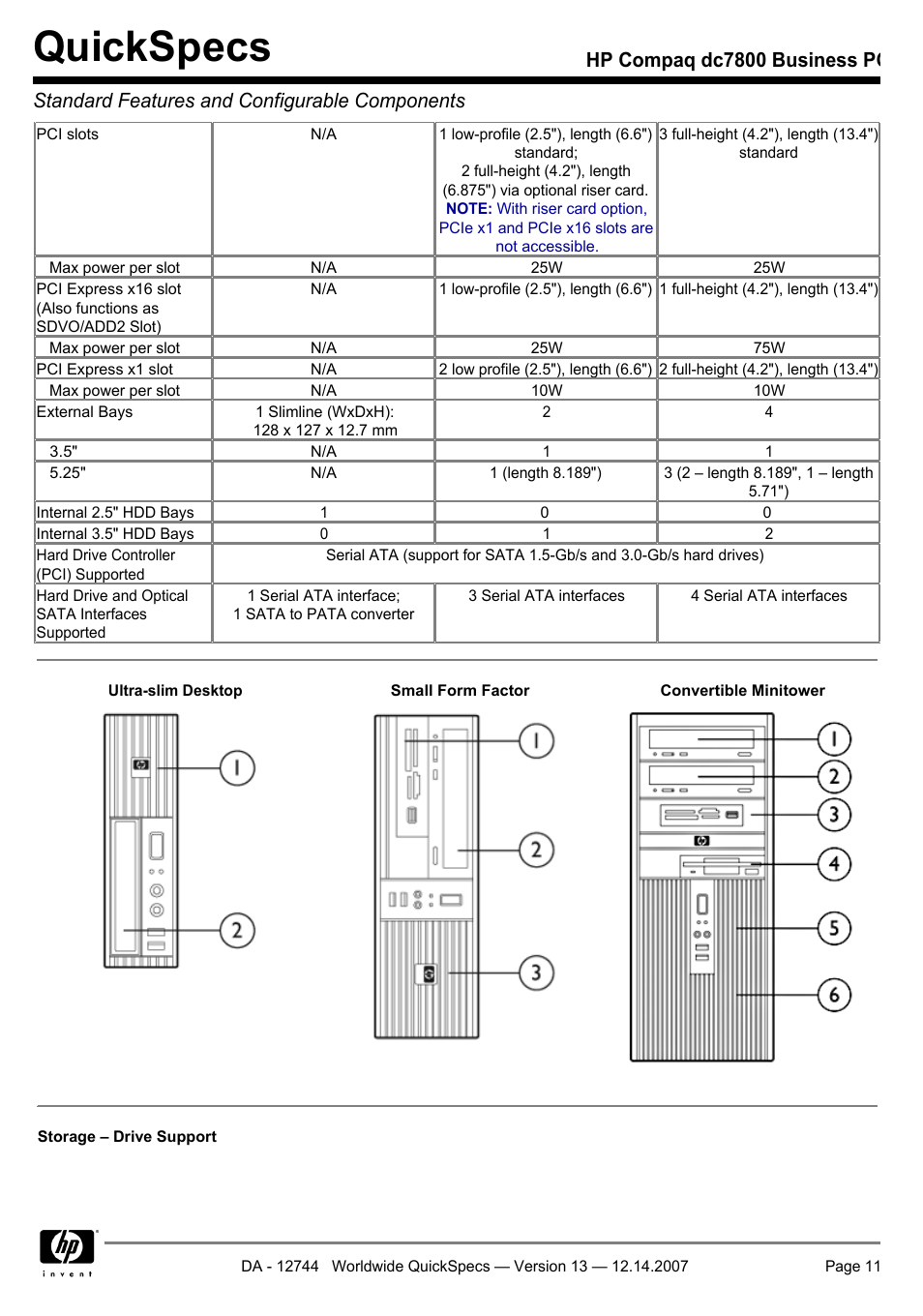 Quickspecs | Compaq dc7800 User Manual | Page 11 / 53