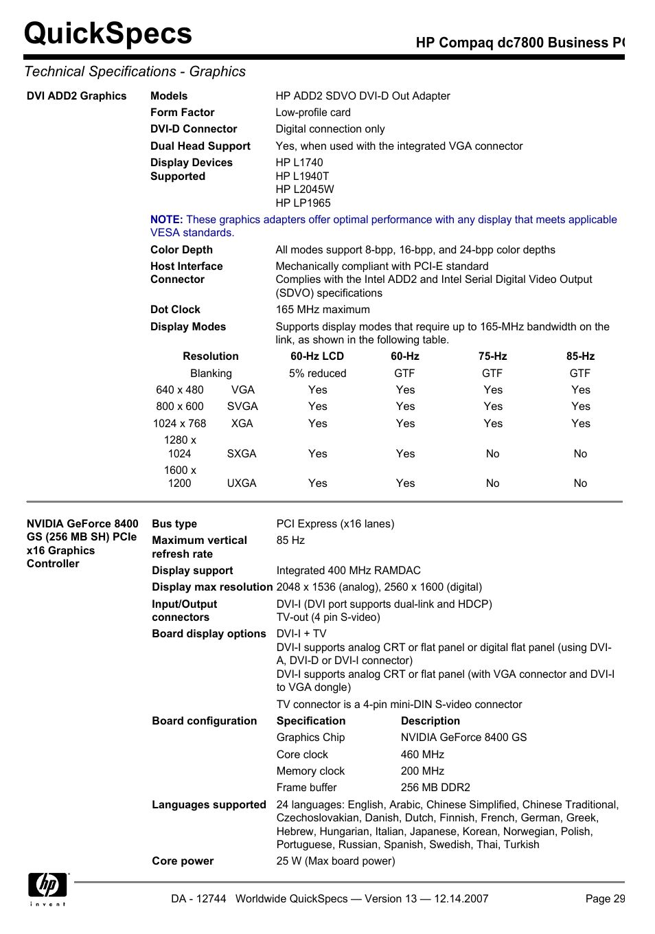 Quickspecs | Compaq dc7800 User Manual | Page 29 / 53