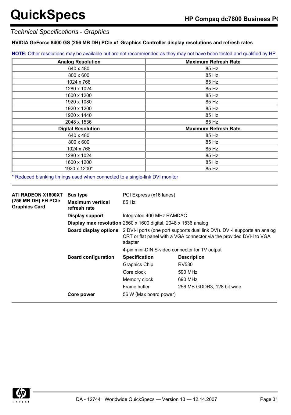 Quickspecs | Compaq dc7800 User Manual | Page 31 / 53