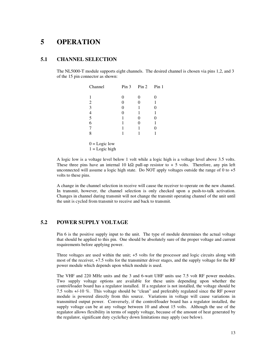 5operation | RF Neulink NL5000-T User Manual | Page 13 / 21