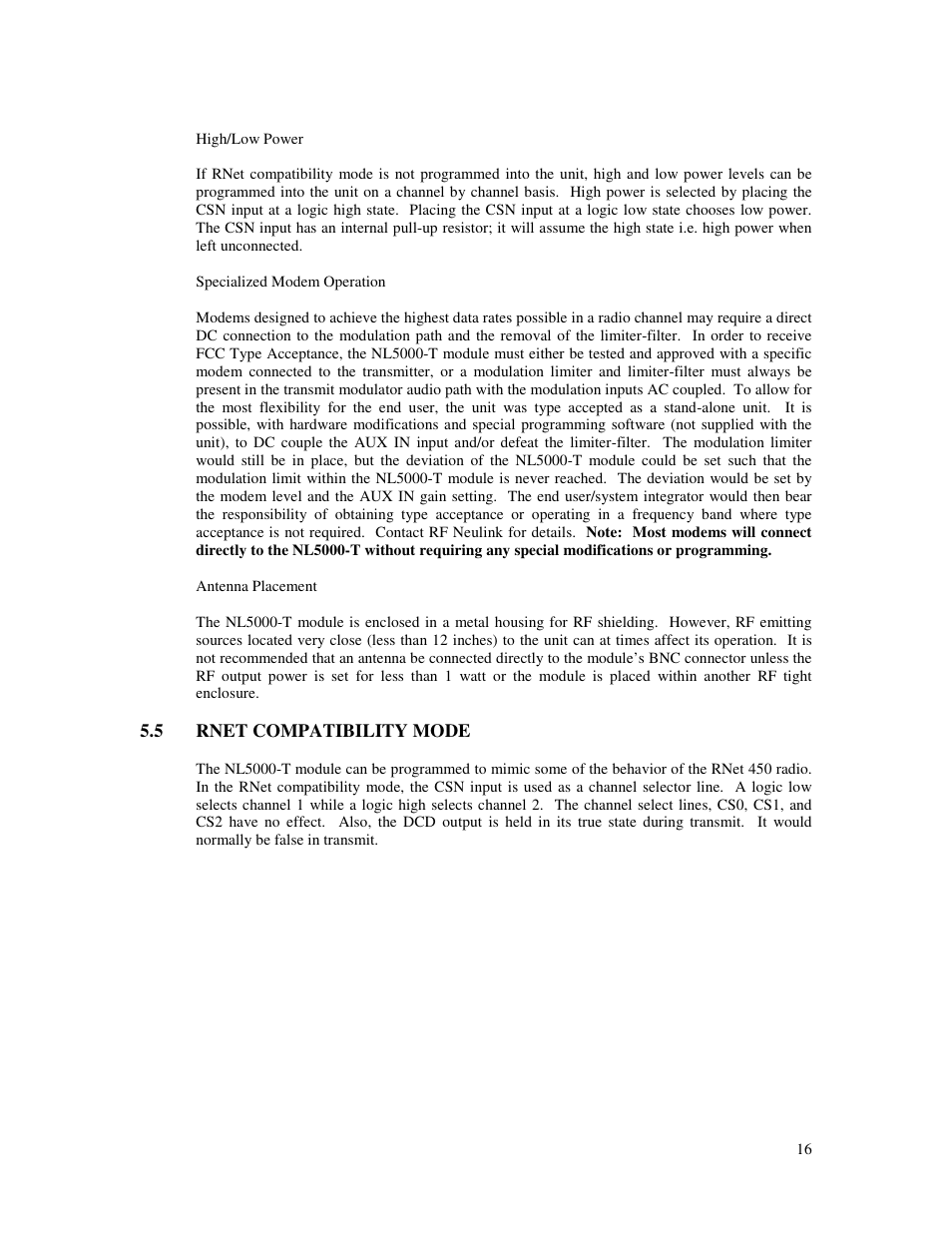 RF Neulink NL5000-T User Manual | Page 16 / 21