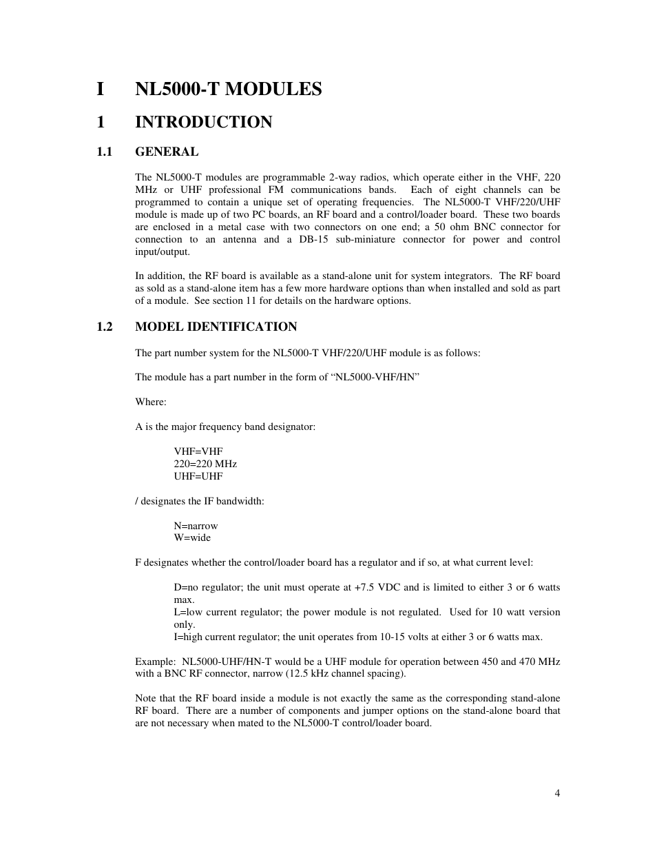 Inl5000-t modules, 1introduction | RF Neulink NL5000-T User Manual | Page 4 / 21