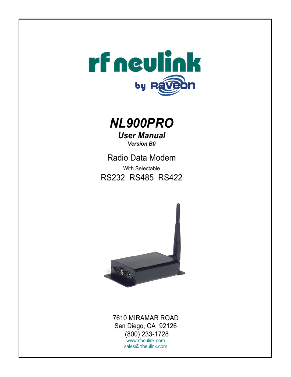 RF Neulink NL900PRO User Manual | 18 pages