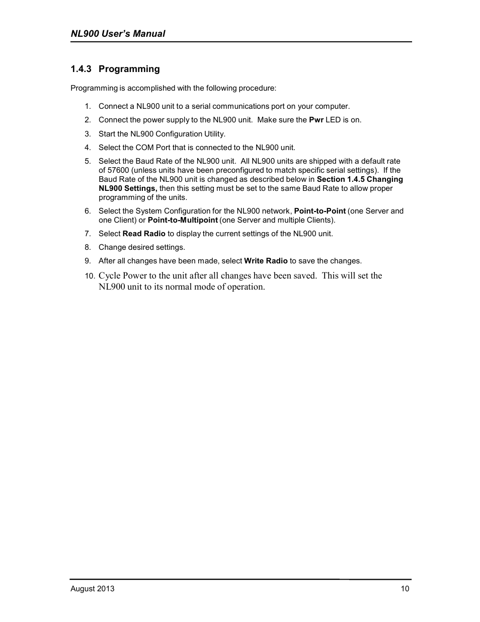 Nl900 user’s manual, 3 programming | RF Neulink NL900 User Manual | Page 10 / 12