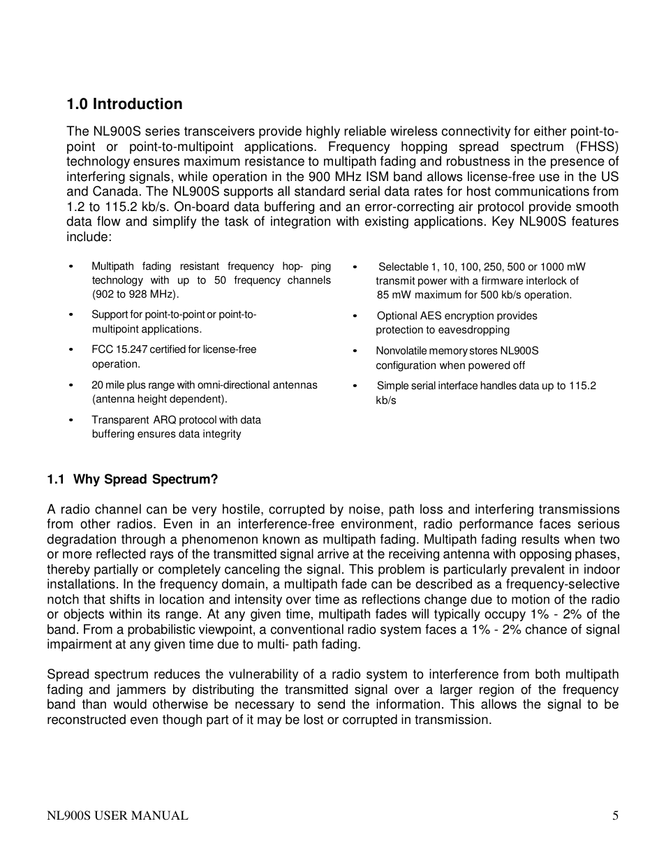 0 introduction | RF Neulink NL900S User Manual | Page 5 / 17