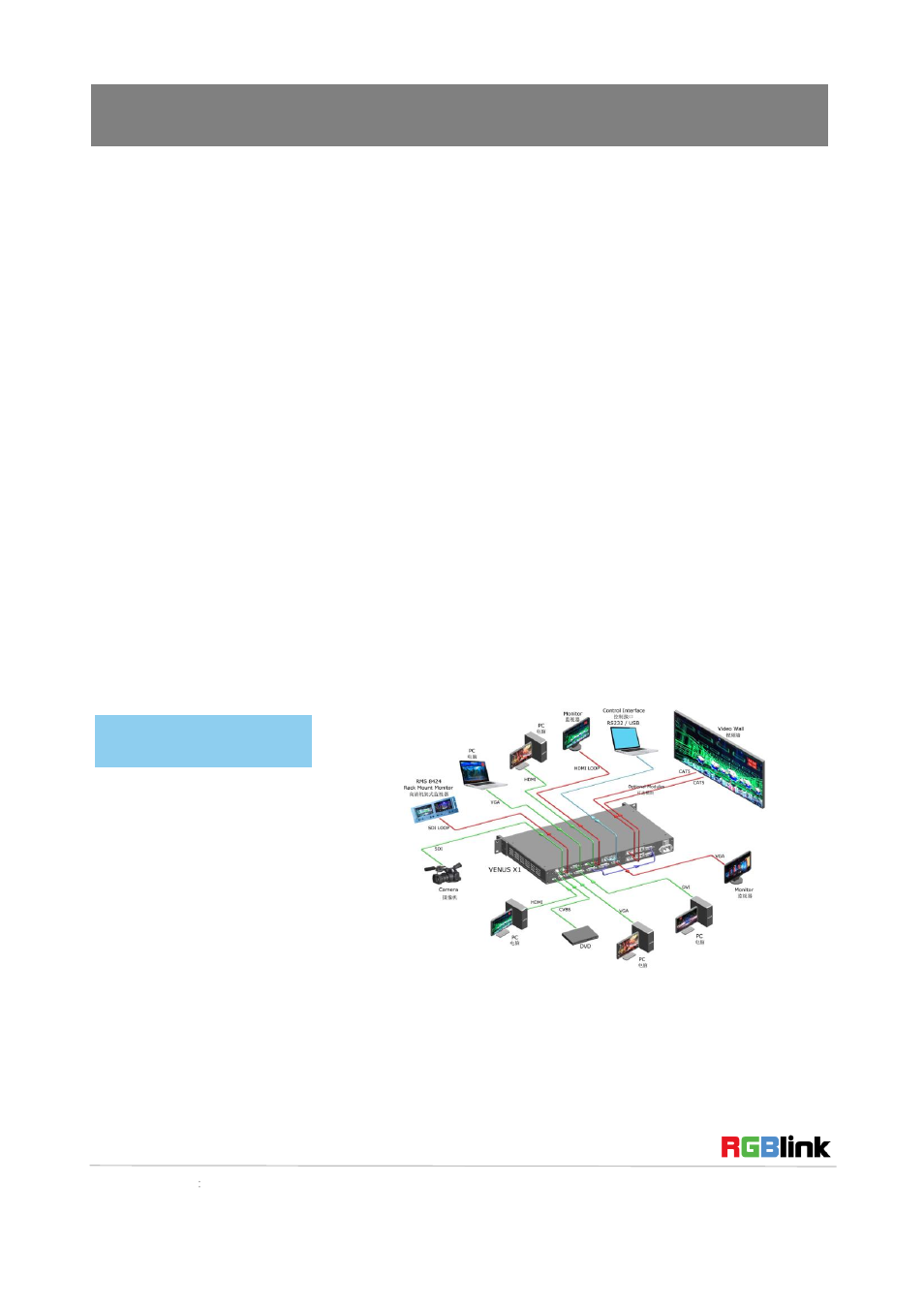 Product introduction, System connection | RGBLink VENUS X1 Quick Start User Manual | Page 3 / 19