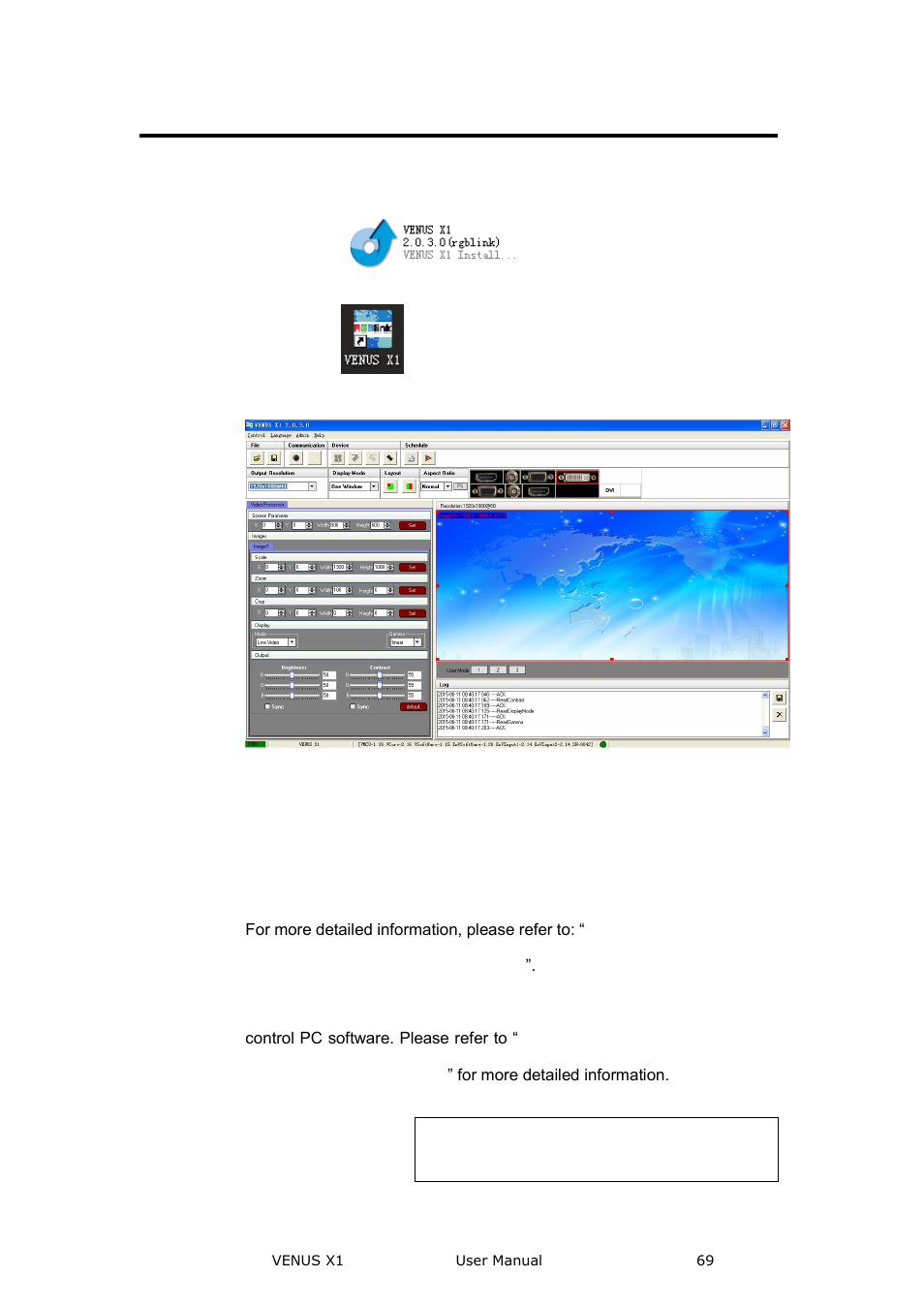 Software operation, Connection, Communication software guideline | RGBLink VENUS X1 User Manual User Manual | Page 69 / 135