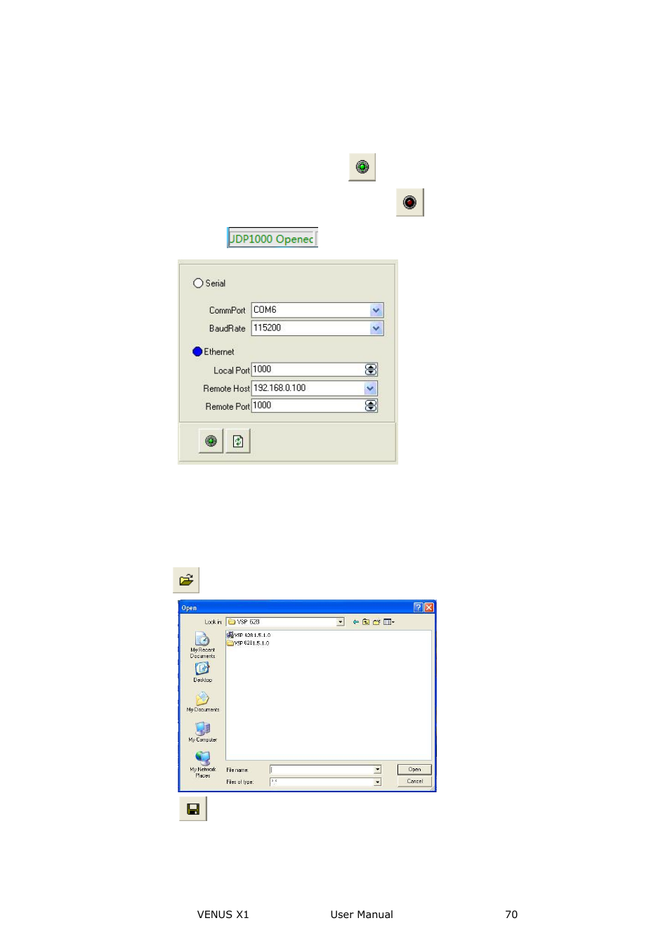 File toolbar, Communication software guideline | RGBLink VENUS X1 User Manual User Manual | Page 70 / 135