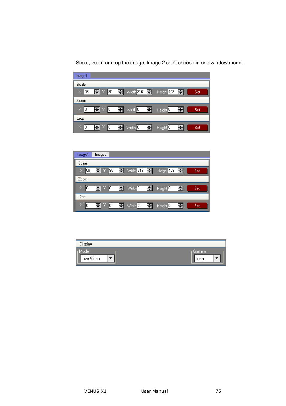 Image toolbar, Display toolbar, Output toolbar | Communication software guideline | RGBLink VENUS X1 User Manual User Manual | Page 75 / 135